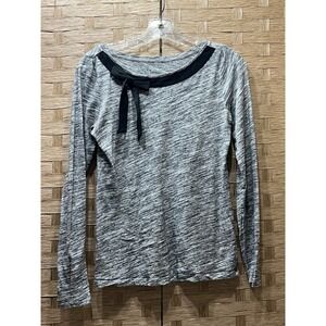 Ann Taylor Loft Bow Collar Top Heather Gray Sz XS Good to Very Good Condition!